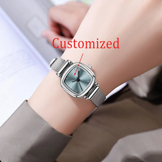 Women's watches are fashionable, simple, compact, exquisite and elegant. Mesh strap small square watches can be customized